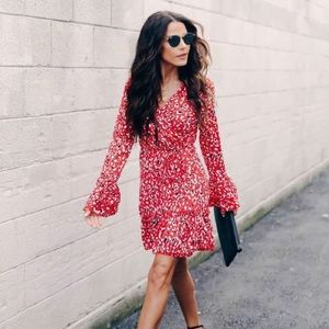 HAUTE SPOT RUFFLE WRAP DRESS - RED. Never worn!